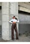 High Waist Leather Trousers with Elastic Waistband and Pockets, Wide Leg Pants - 3