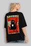 For the Love of Cats 24 Cats Printed Black Oversize T-Shirt 100% Cotton Unisex Cat Lover Premium Design - 4