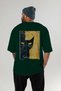 For the Love of Cats 73 Cat Printed Green Oversize T-Shirt 100% Cotton Unisex Cat Lover Premium Design - 4