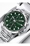 Men's Steel Cord Wristwatch Green Dial Stylish Design Steel Bracelet Gift - 4