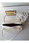 White Knot Detailed Canvas Shoulder Bag with Gold Accessories Women's Bag Leather Trimmed Crossbody Bag - 6