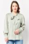 Women Tie Neckline Long Sleeve Stripe Shirt, Light Olive