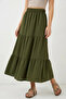 Women's Layered Ruffled Khaki Skirt - 2