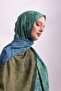 Ahenk Gradient Patterned Double-Sided Shawl - Blue Khaki Turquoise - 7