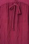 Women's Round Neck Gathered Waist Long Sleeve Viscose Burgundy Blouse - 6