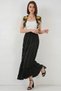 Women's Wrinkled Shiny Black Skirt - 3
