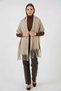 Women's Fringed Knitwear Light Beige Shawl