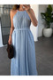 Baby Blue Shawl Strap Dress - 3428 - 5