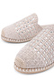 Women's Faux Leather/Textile Beige Flat Slippers - 3