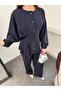 Women’s Elastic Waist Buttoned Suit Pants Blouse Set - 2