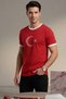 Turkey Unisex Moon Star Printed Red-White Ringer T-Shirt Crew Neck 100% Cotton T-Shirt - 5