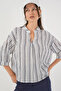 Women's Striped Oversize Blouse 1447 - F.Navy Blue - 6