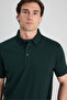 Slim Fit Emerald Green Pique Textured T-Shirt - 3