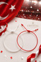 National Team Red and White Fan Bracelet Set Adjustable Unisex Macrame Rope Bracelet