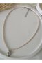 Silver Color Heart Women Cream Crystal Beads Pendant Short Choker Necklace - 4