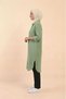 Olive Green Women's 100% Cotton Muslin Fabric Long Sleeve Hijab Shirt Dress |   Buttoned Summer Knee-Length Tunic |   Comfortable Fit - 3
