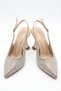 Glitz Stone Open Back Goblet Heeled Shoes Evening and Evening Dress Stiletto 9cm - 2