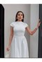 Pinterest Brand Equivalent Waist-Fitting Tie Detail Wide Bell-Bottom Skirt Polka Dot Design Midi Long Elegant Dress - 2