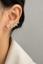 Women's Zircon Waterway Flower and Leaf Model Ear Climber Gold Safety Pin Earrings - 6