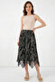 Women's Asymmetrical Patterned Chiffon Black Skirt