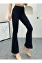 Black Front Hem Detailed - Gathered Spanish Style Trousers - 2