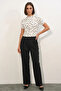 Women's Round Neck Gathered Short Sleeve Polka Dot Light White Blouse - 2