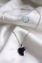 Ocean Design Luminous Night Blue Star Stone Semi-Heart Women's Necklace - 45 cm Non-Tarnish Chain Natural Stone - 2