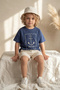 Baby and Child 3-Piece Marine Set - Anchor Printed Cotton T-Shirt, Linen-Look Shorts and Bucket Hat Set