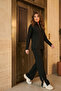 Women's Zippered High-Neck Blouse and Pants Set - 3