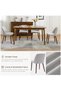 Set of 2 Wooden Dining Chairs, Upholstered Kitchen Chairs, Dining Room with Padded Seat and Wooden Legs, Modern Fabric Side Chair for Kitchen, Dining Room, Restaurant, Cafe, Gray - 4