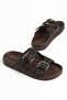 Betty Women's Brown Rubber Double Buckle Poly Sole Slippers
