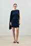 Navy Blue Asymmetrical One-Sleeve Women's Suit - 2