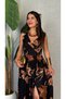 Women's strappy, crossover neck, wide cut, detailed slit, long supreme dress - 2
