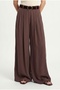Women's Aviva Woven Modal Belted Waist Elastic Ultra Wide Leg Brown Trousers - 4
