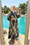 Women's Bohemian Patterned Layered Long Sleeve Hijab Dress - 5
