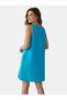 Women's Muslin Linen Sleeveless Above-Knee Dress with Side Pockets Comfortable Fit - 3