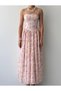 Floral Patterned Midi Flared Dress with Rope Straps - 4