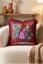 Exotic Zebra Motif Fringed Cushion Cover - Red Color Pillowcase with Burgundy Tassels - 5