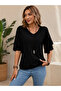 Women's V-Neck Blouse with Flounce Sleeves - 6