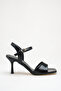 Black Wrinkled Single-Strap Open-Back Goblet High-Heeled Evening Dress Sandals - 3