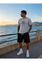 Unisex Wide-Let T-Shirt and Shorts Set with Rod Print
