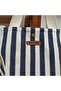 Beach Bag, Picnic Bag, Baby Care Bag, Navy Blue Striped, 100% Linen, Double Handle, with Pockets - 4