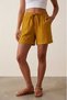 Yellow Women's 100% Cotton Muslin Fabric Shorts with Elastic Waist, Double Pockets, Comfortable Cut, Summer Shorts