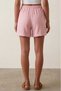 Light Pink Women's 100% Cotton Muslin Fabric Shorts with Elastic Waist, Double Pockets, Comfortable Cut, Summer Shorts - 5