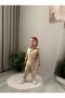 Cream Baby Boy Salopet Set with Gingham Shirt and Bow Tie for Special Occasions - 2