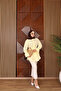 Floral Detailed Piping Belted Shirt - Yellow - 4