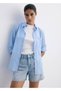 Düz kesim denim şort - 6