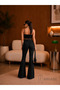 High Waist Flared Women's Jeans L Comfortable Fit L Denim L Non Fadeing Glossy Black - 2