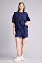 Ultra Soft Relax Fit Elastic Waist Navy Blue Bermuda Shorts H0575Ax26Sm - 2