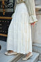 Women's Skirt with Sewing Details and Elastic Waist, White - 2
